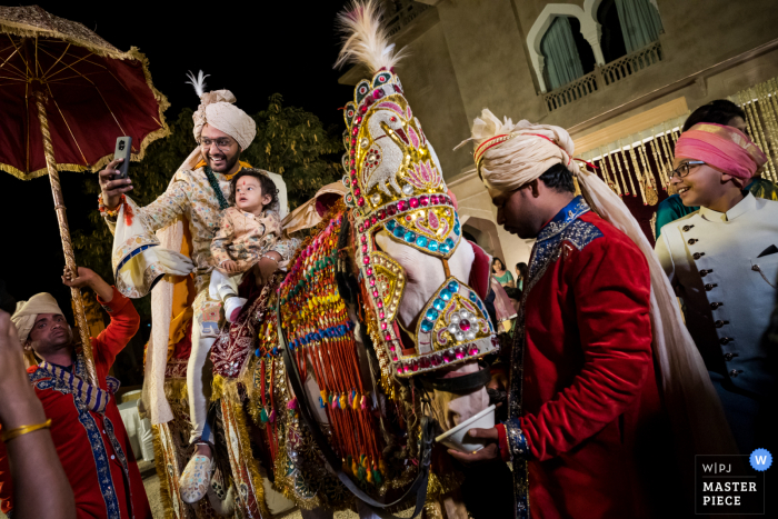 Jaipur baraat procession at wedding in India 	