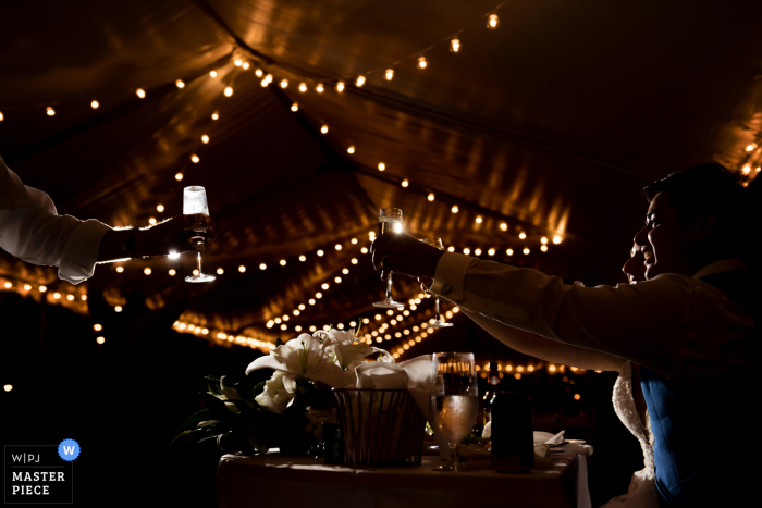 Florida wedding photography from the Ocean Key Resort of the toasting of glasses