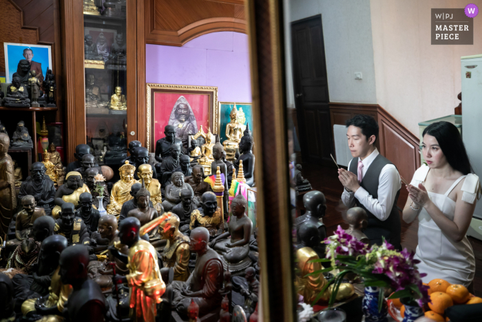 Wedding day pray time image at the Bride's house, Samutprakarn