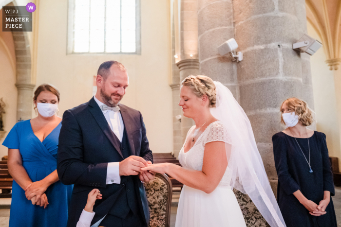 Wedding photo from the venue church - bretagne saint-brieuc-le comptoir of the exchange of alliances