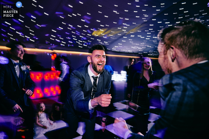 Bestman and Groomsman dancing to Madness during our last wedding before lockdown at the Nunsmere Hall Hotel