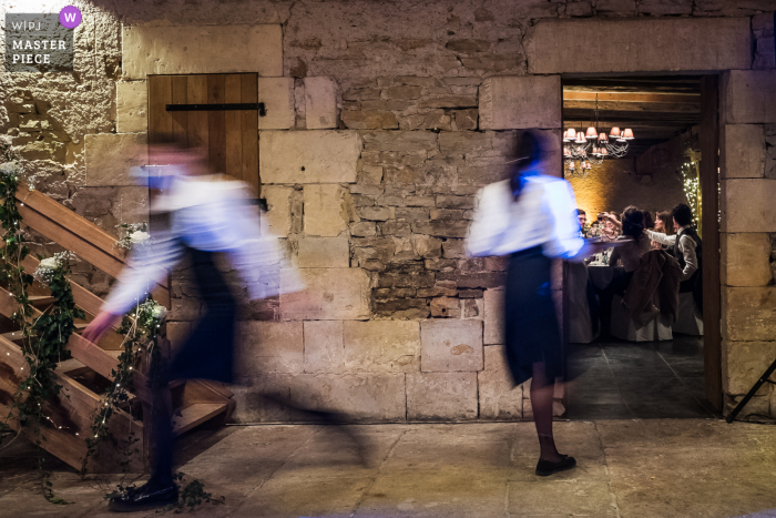 Magny-Cours Planchevienne Castle Service Aktivität Hochzeitsfotografie von der Dinnerparty an der Rezeption