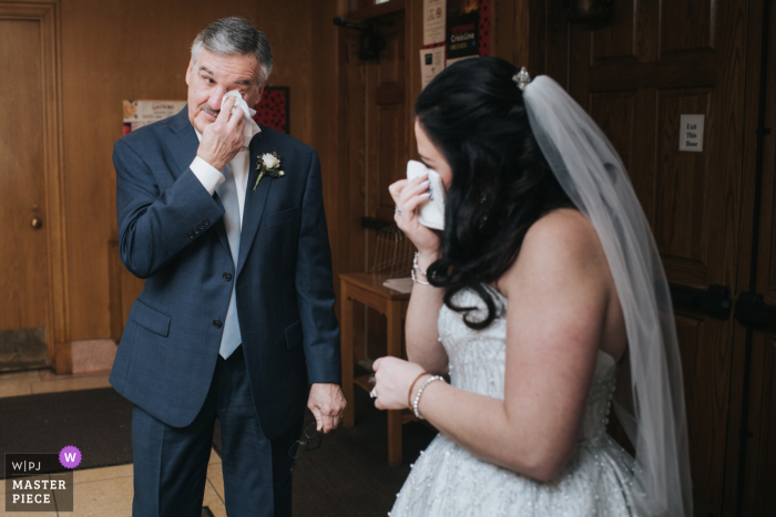 Ohio Church wedding photography of the Dad seeing his daughter Ohio Church wedding photography of the Dad seeing his daughter