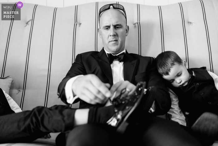 Wychmere Beach Club, Harwich marriage preparation time award-winning picture capturing a getting ready moment in BW Wychmere Beach Club, Harwich marriage preparation time award-winning picture capturing a getting ready moment in BW. The world's best wedding image competitions are held by the WPJA