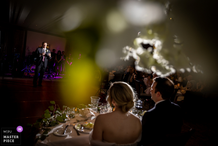 Imagen de la boda de Deer Path Inn de un lugar de Illinois durante el discurso del padre de la novia