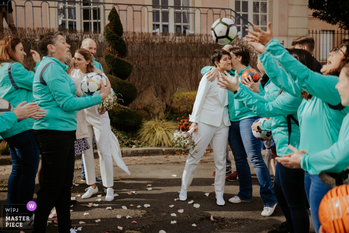 The picture captured the newlyweds leaving the City Hall at Ferme de Bouchemont in Yvelines, France