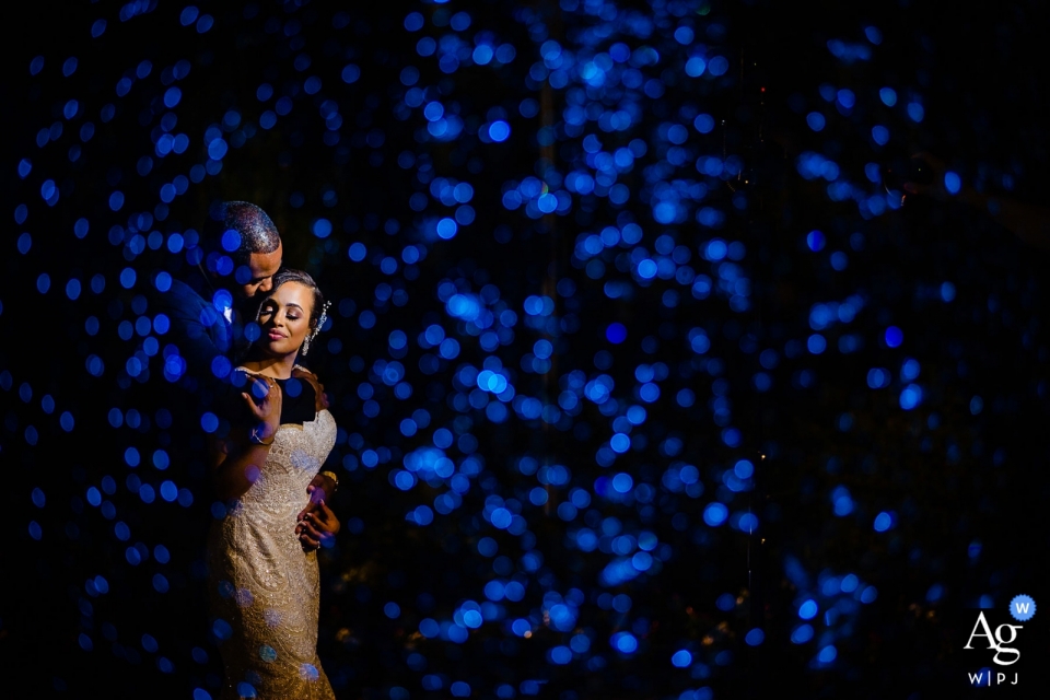The Merion wedding venue photographer: a waterfall in front and some color added to create a mood.