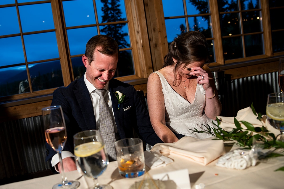 TenMile Station Wedding Venue Fotografia Foto de brindes para noivos na estação TenMile | Fotógrafos de casamento em Breckenridge | Foto de J. La Plante