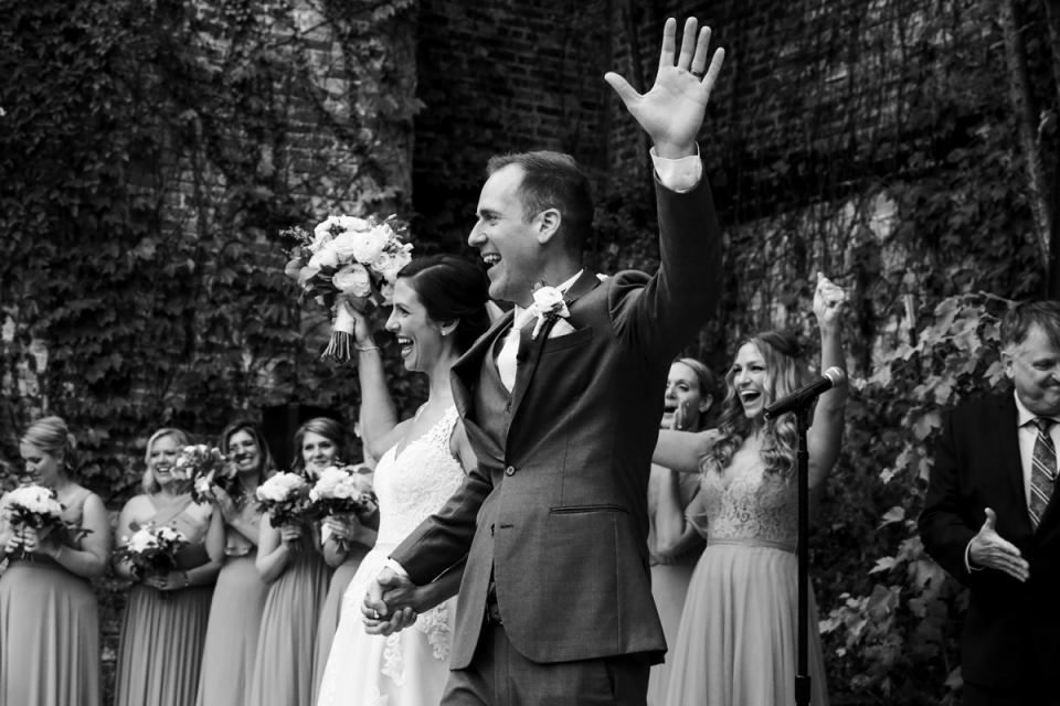 The Bride and Groom are pronounced husband and wife during their wedding at City Winery Chicago Chicago wedding photography city winery Ruthie Hauge Photography