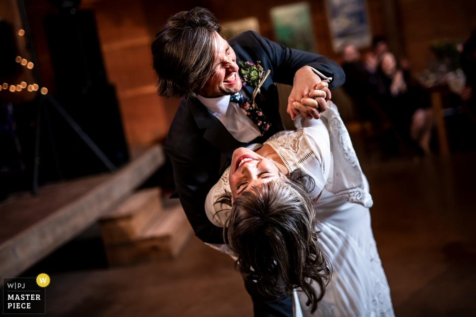 Photo by: <a href="https://www.wpja.com/contests/2018-v19/best-wedding-photographers/2369331">Jesse La Plante - Boulder Colorado</a> Planet Bluegrass (Lyons, CO) | A bride dip on the dance floor