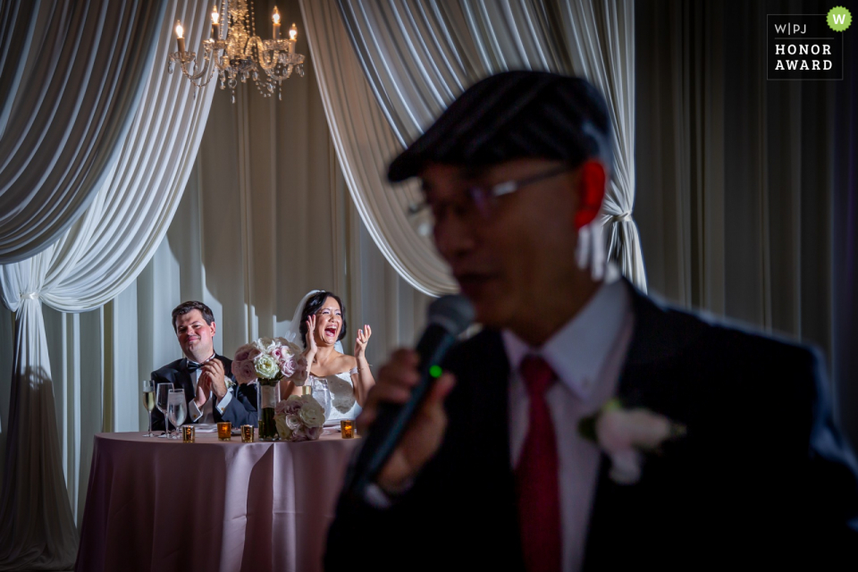 photo of the reception speech Londonhouse, Chicago wedding venue photography of the reception speech
