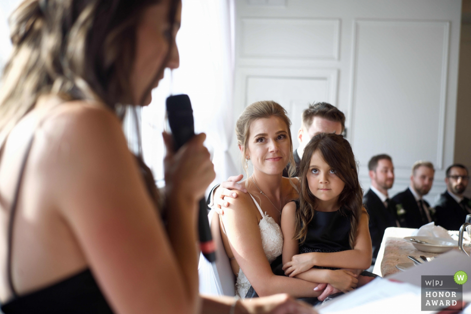 Orchardview Weddings and Events | Photo of the Bride listening to Speeches 