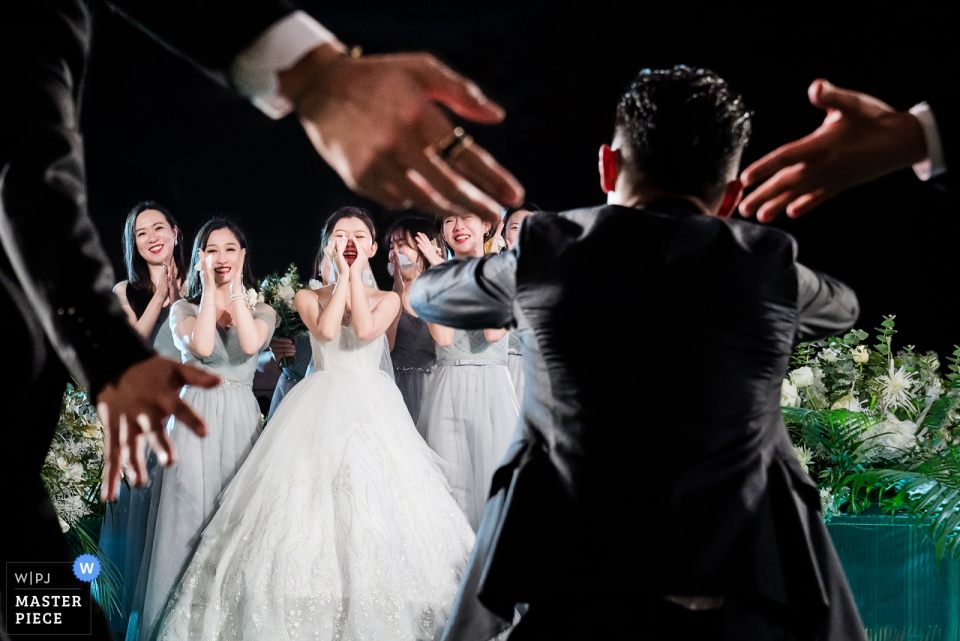 L'action de la cérémonie avec la mariée et le marié Sheraton Grand Beijing photographie de mariage de la cérémonie