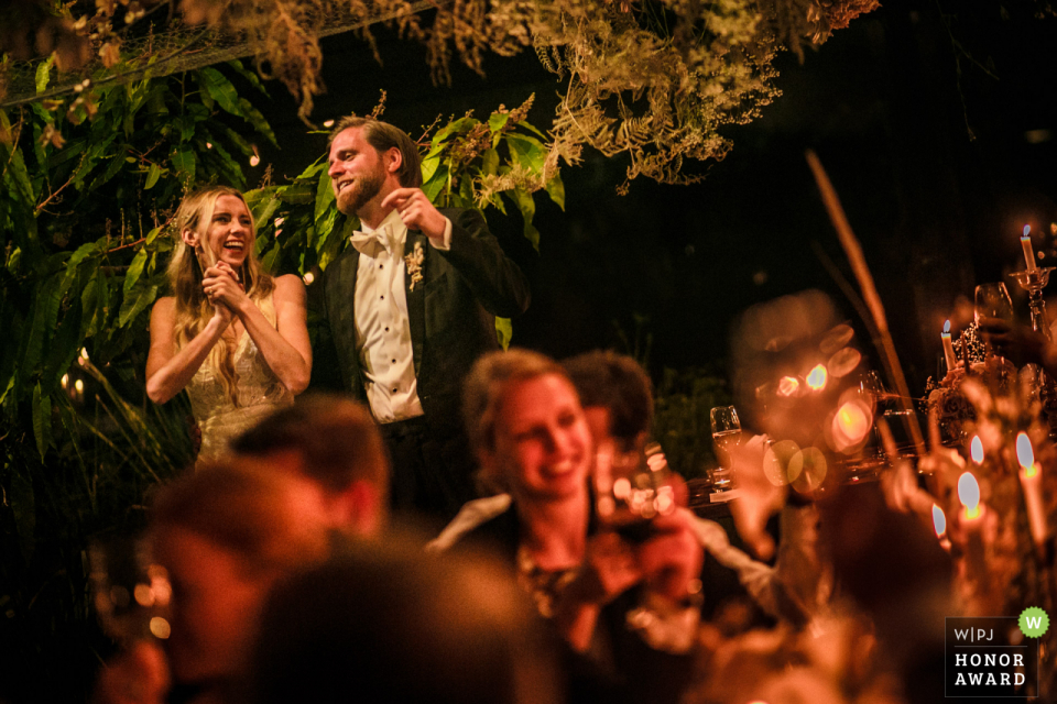 Areias do Seixo - Portugal wedding venue photo of the Groom giving speech during dinner 