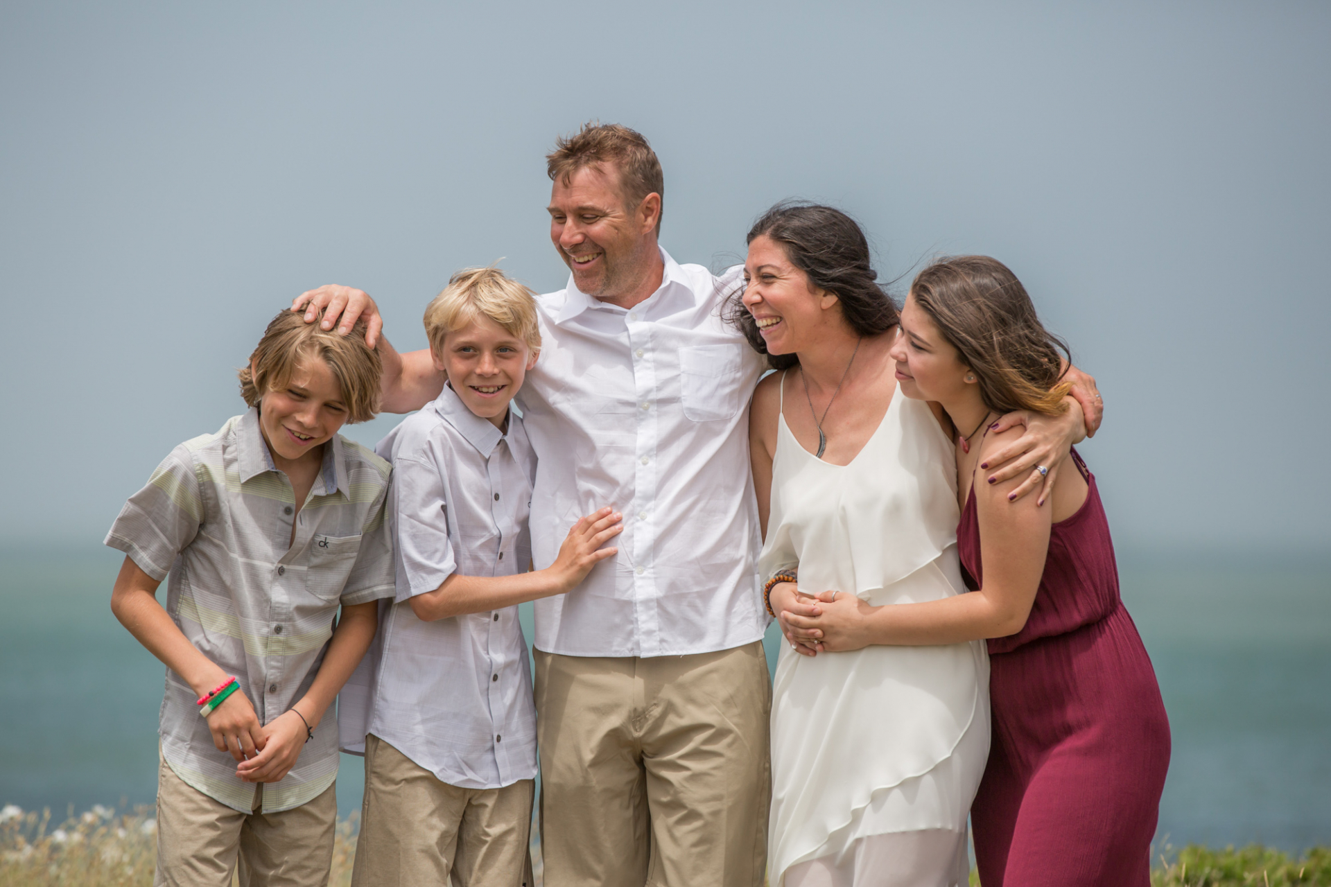 Massachussetts Elopement Portrait from Family Island Wedding Elopement portrait with new family members on the Island, MA