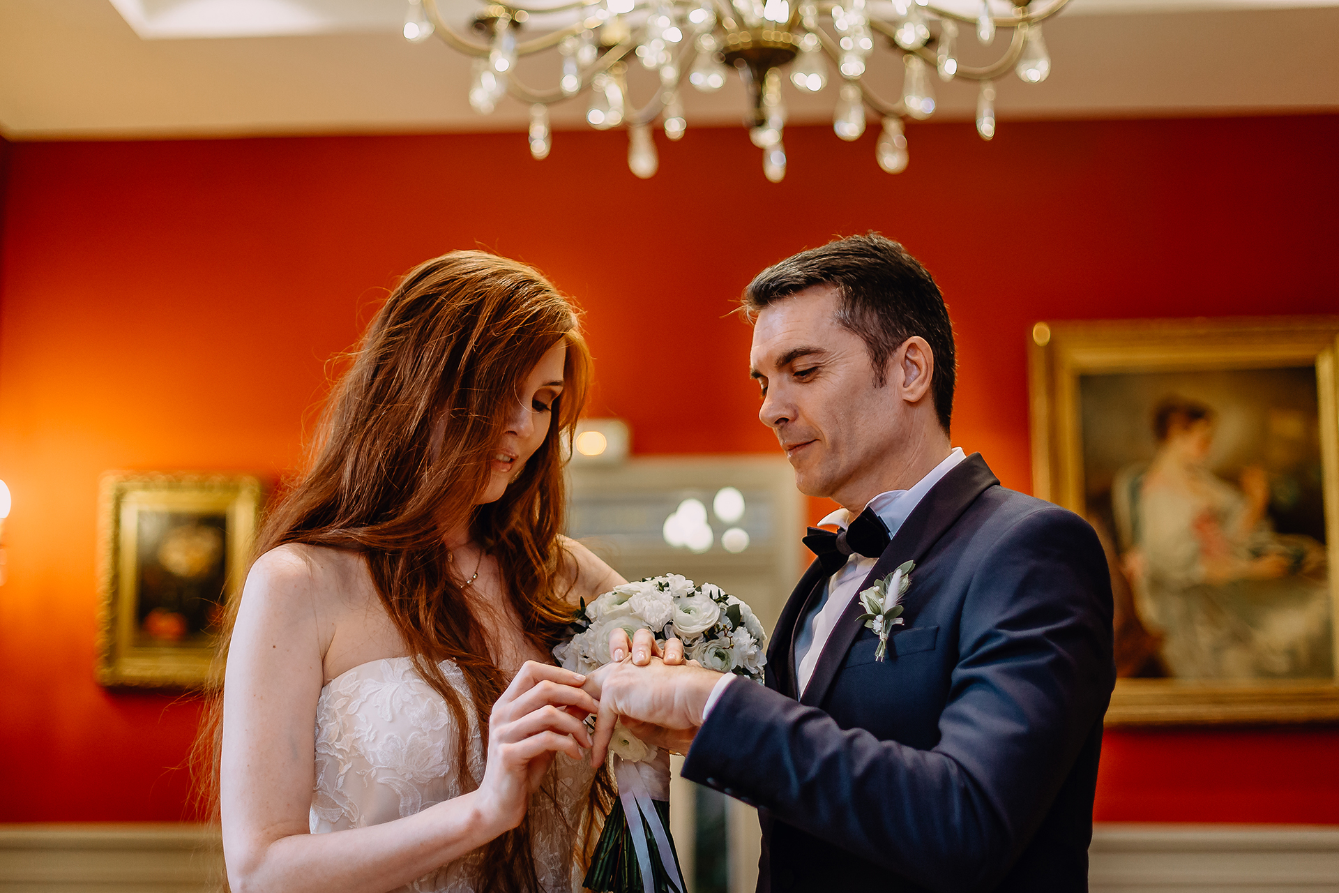 France Small Elopement Photography - Only 4 witnesses are present, and film every moment with their smartphones Lyon Town Hall Civil Wedding Ceremony Photos | The exchange of alliances is also done in peace