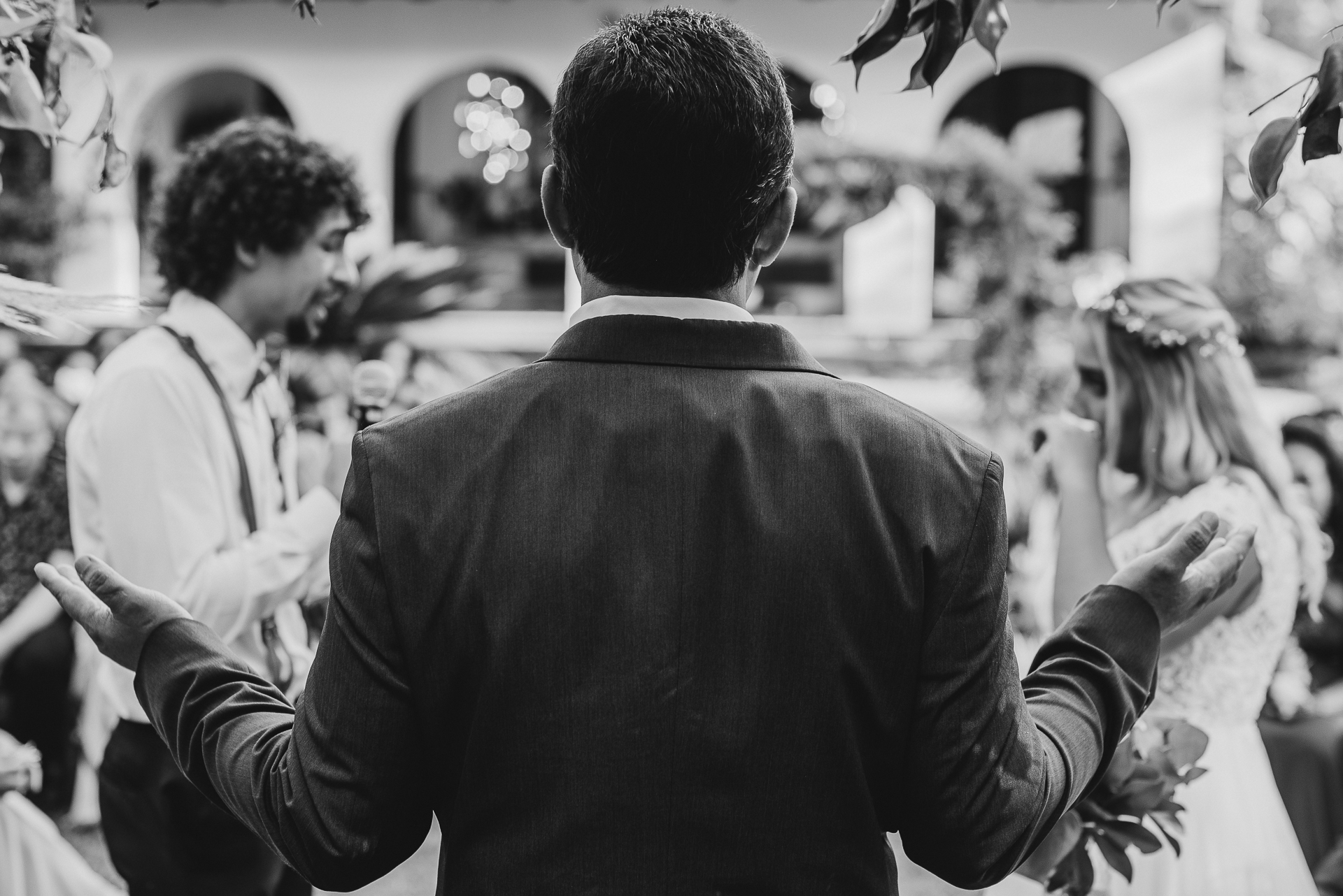 Elopement and Wedding Photographer for RJ - the Christian pastor extends his arms and blesses the Brazilian couple Top BW Wedding Photography In Brazil | The father of the RJ groom
